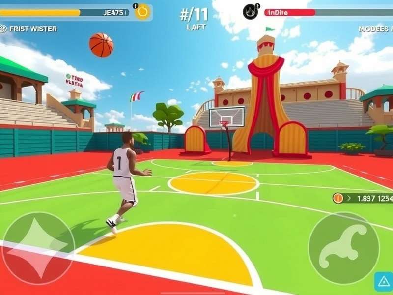Hoops Hero VR gameplay screenshot showing basketball action in virtual reality